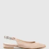 Ebony Flat Slingback With Diamond Band In Nude Suede