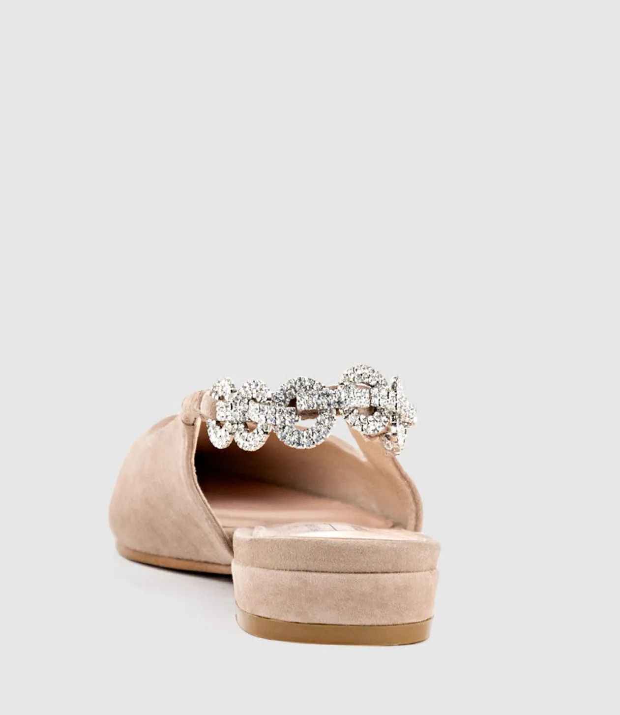 Ebony Flat Slingback With Diamond Band In Nude Suede