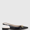 Elda Pointed Slingback With Chain Detail In Black Baby Calf