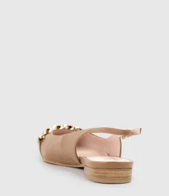 Elda Pointed Slingback With Chain Detail In Tan Baby Calf