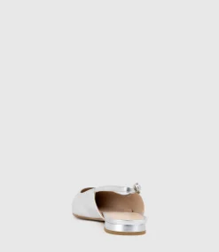Elise Flat Closed Toe Sling In Silver