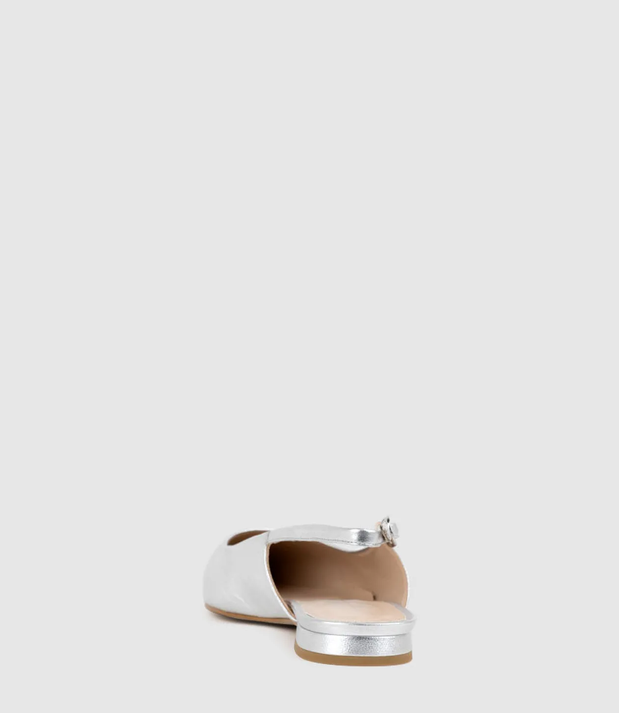 Elise Flat Closed Toe Sling In Silver