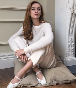 Eloise Square Toe Ballet In Offwhite