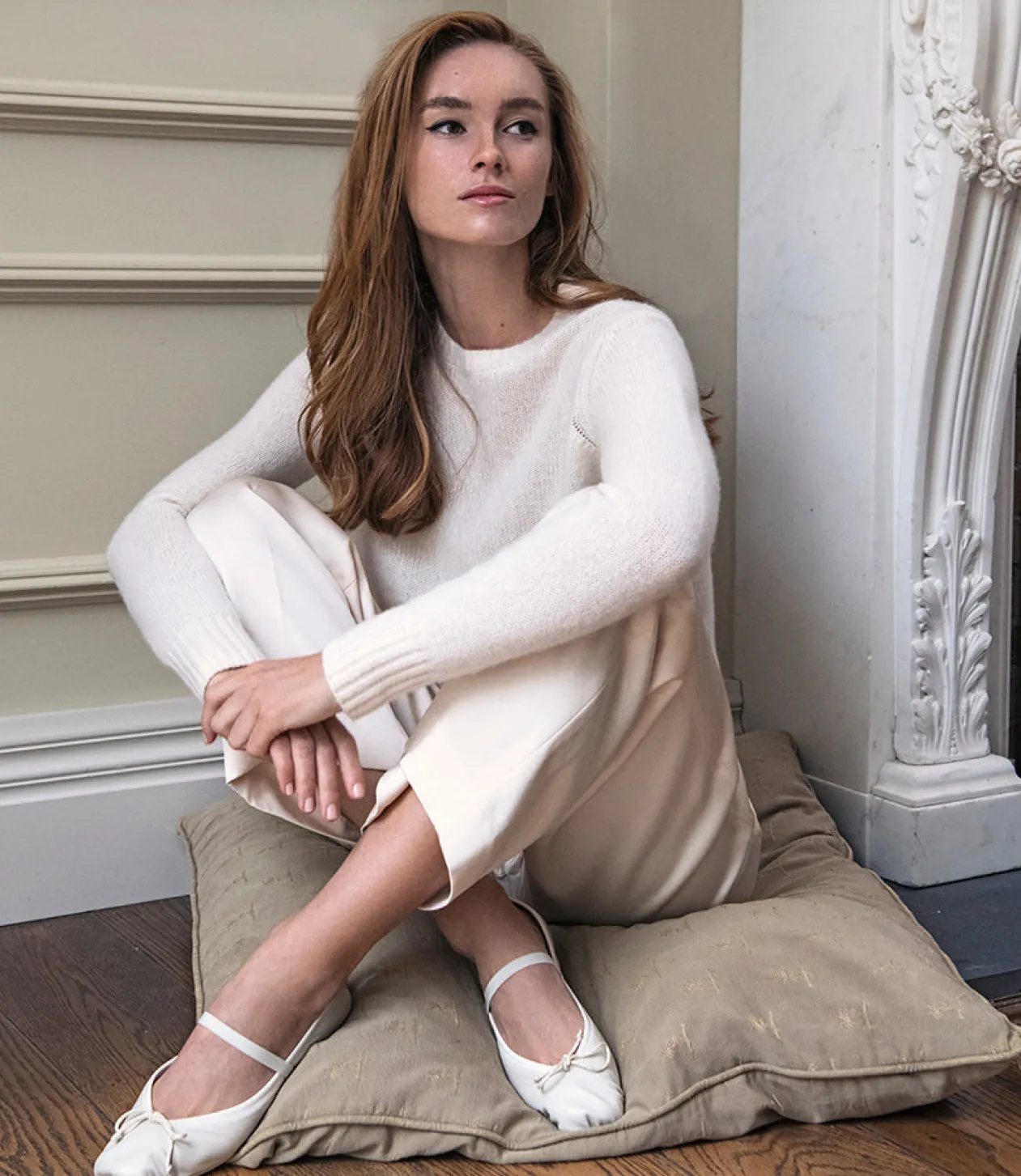 Eloise Square Toe Ballet In Offwhite