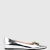 Emrata Pointed Ballet With Trim In Silver