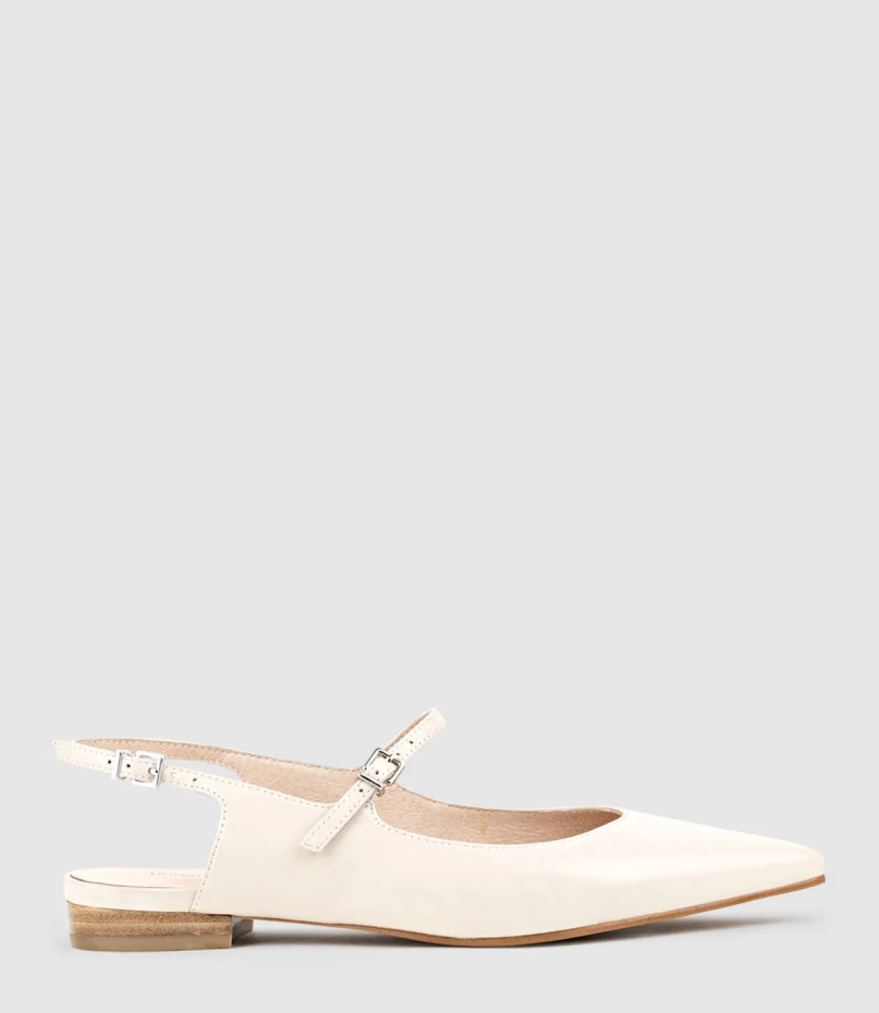 Eugenia Flat Slingback With Strap In Offwhite Calf