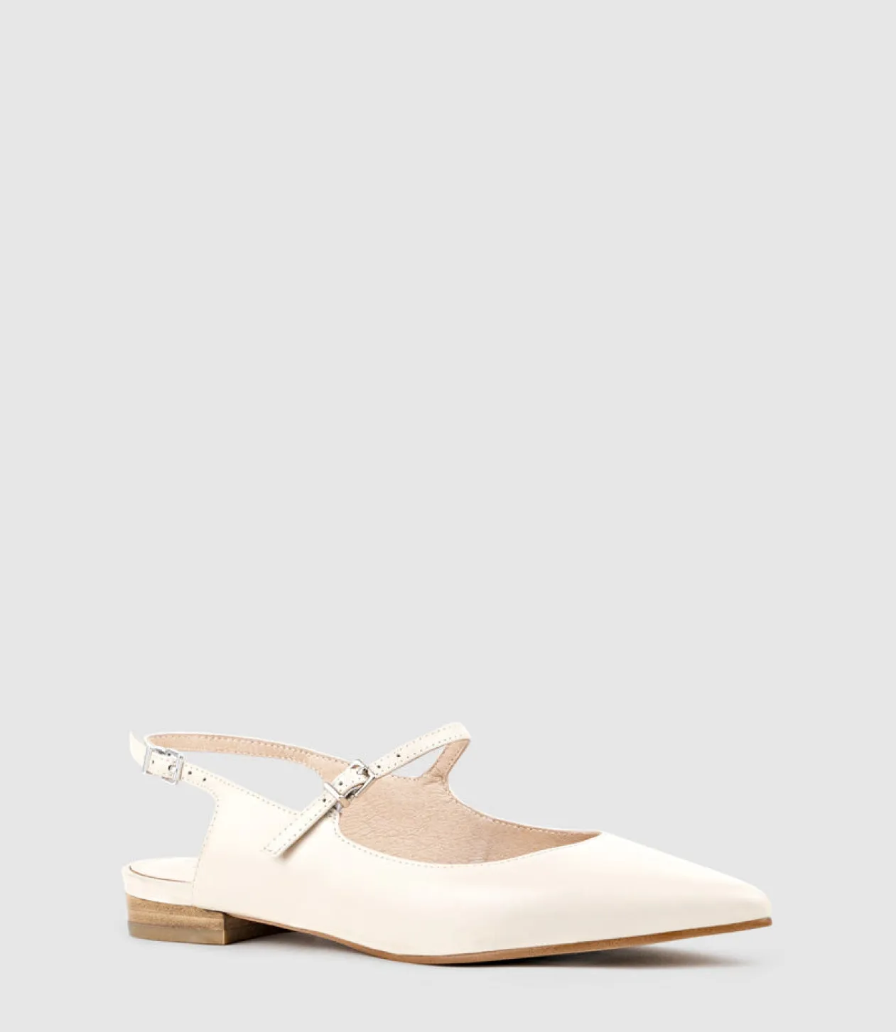 Eugenia Flat Slingback With Strap In Offwhite Calf