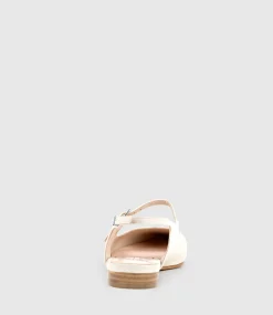 Eugenia Flat Slingback With Strap In Offwhite Calf