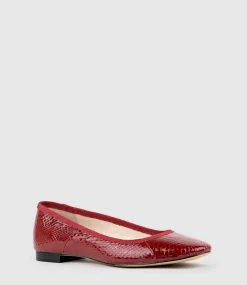 Faile Ballet With Grosgrain Piping In Ruby Snake