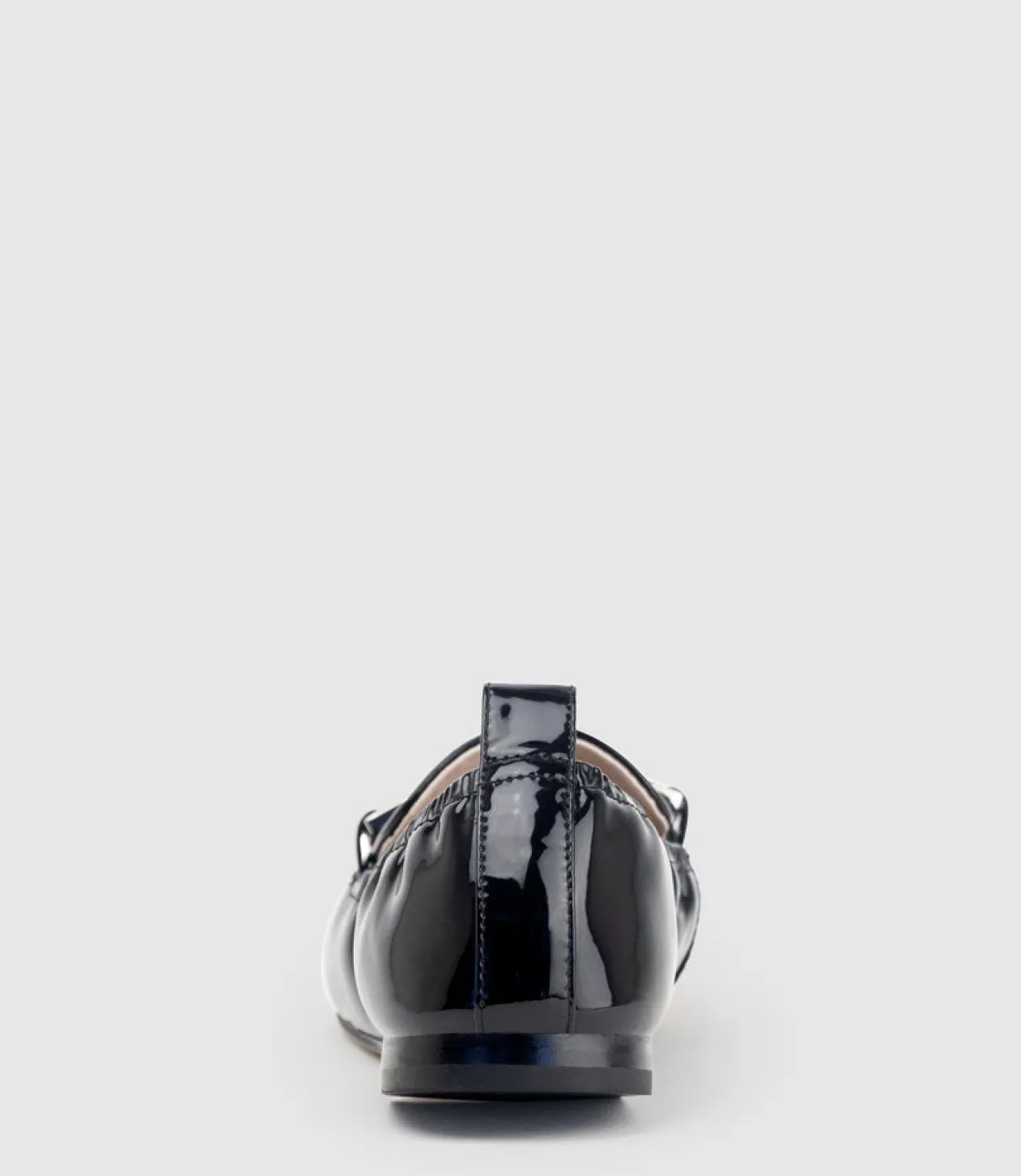 Famine Elastic Back Slipper With Hardware In Black Patent