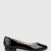 Fara Scalloped Ballet Flat In Black Patent