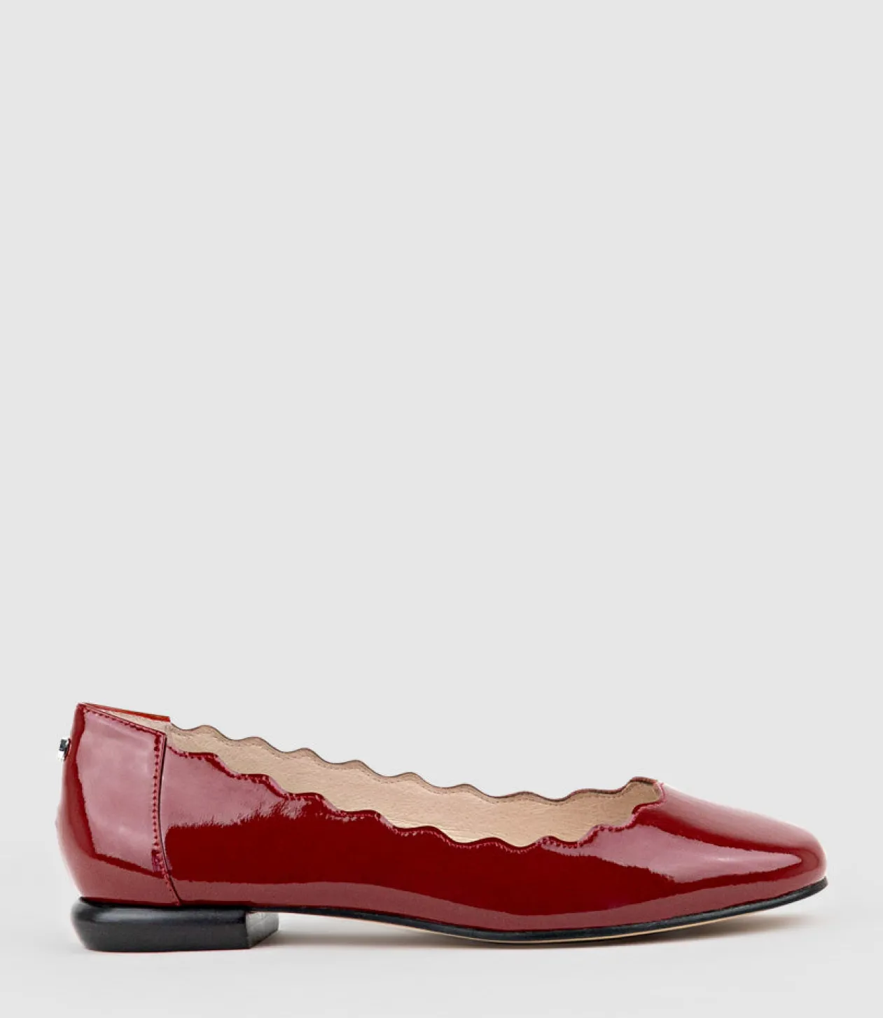 Fara Scalloped Ballet Flat In Ruby Patent