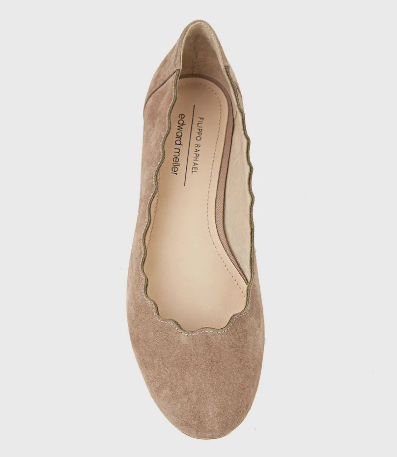 Fara Scalloped Ballet Flat In Nude Suede
