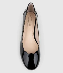 Fara Scalloped Ballet Flat In Black Patent