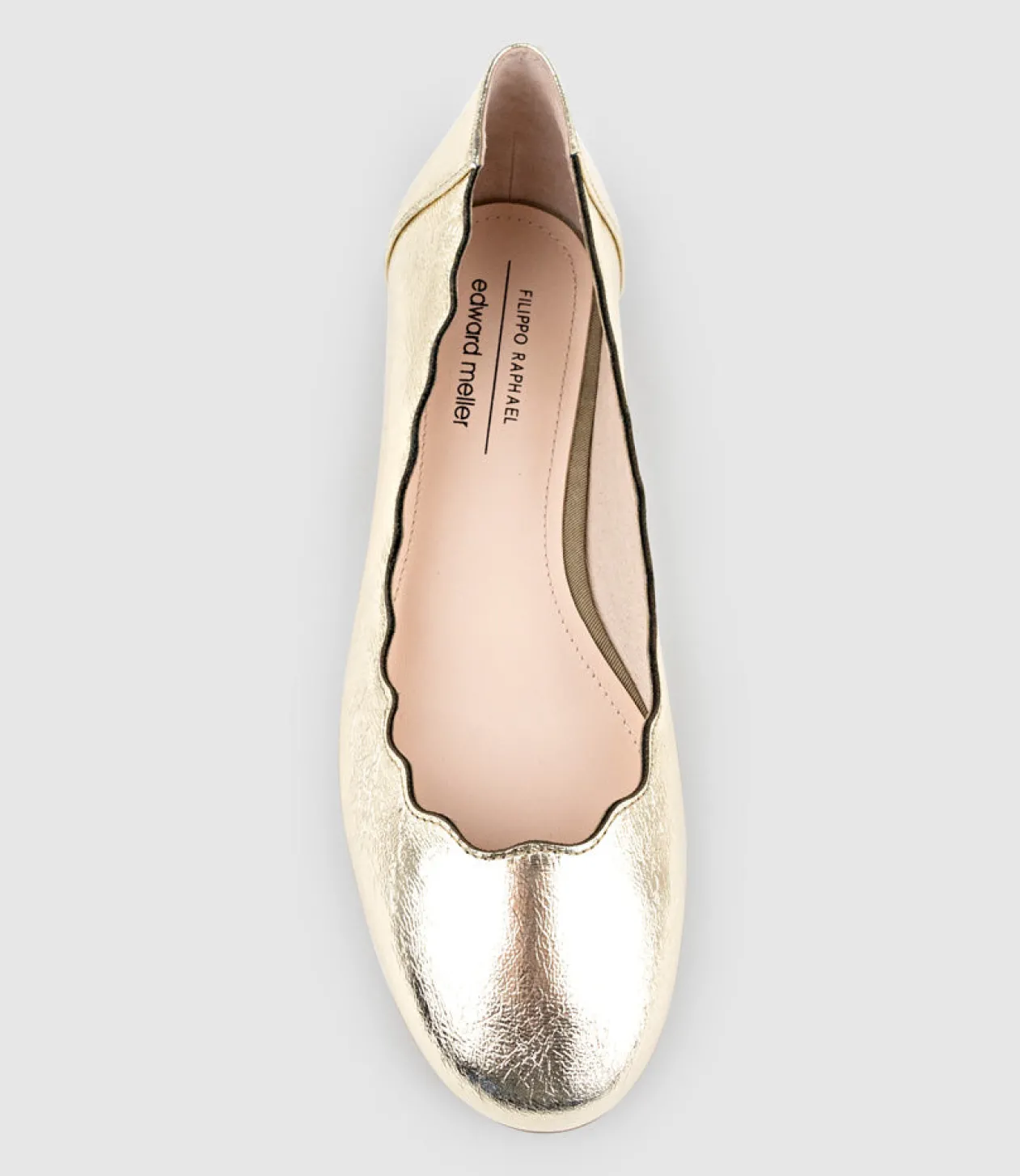 Fara Scalloped Ballet Flat In Crushed Gold