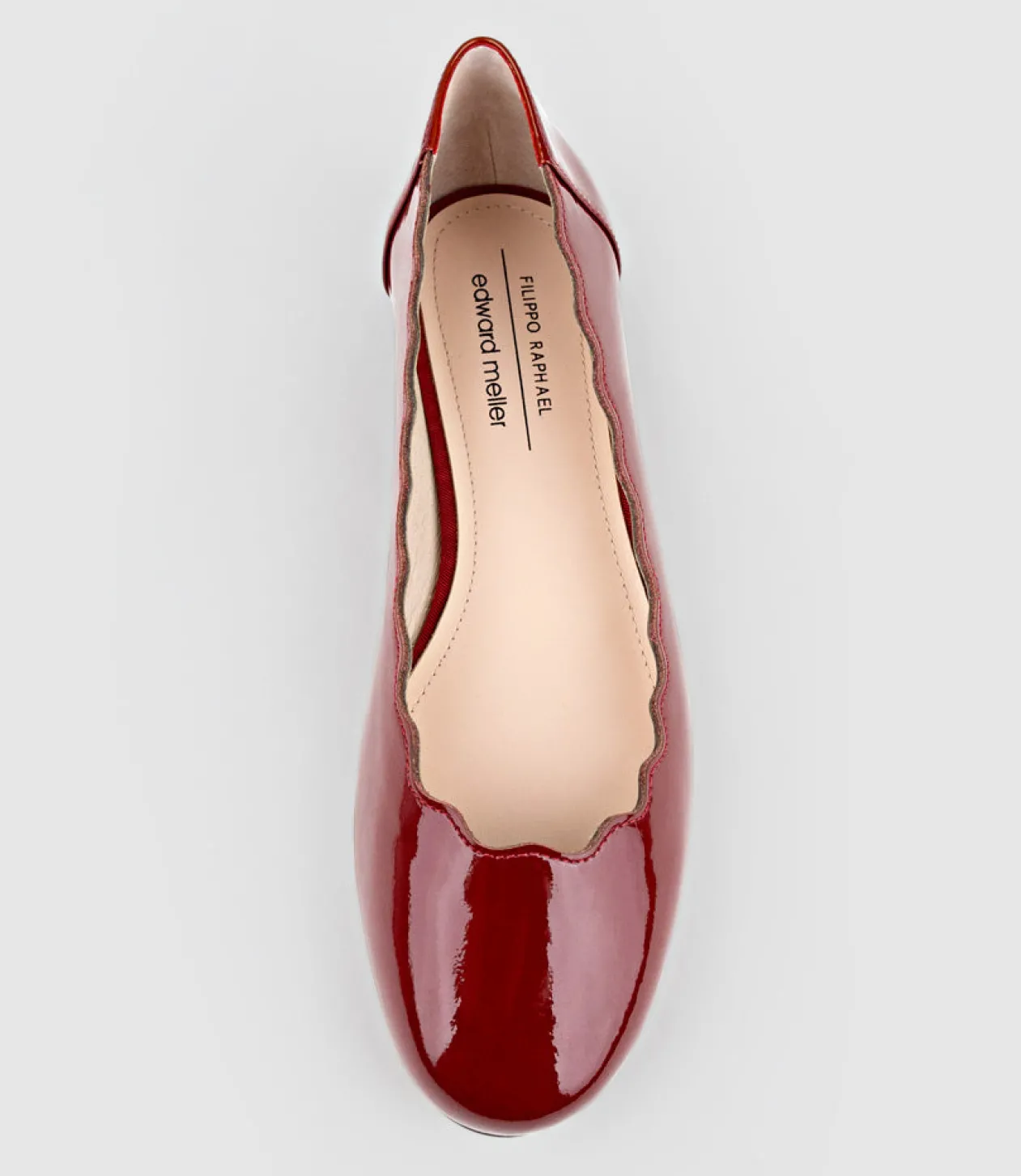 Fara Scalloped Ballet Flat In Ruby Patent