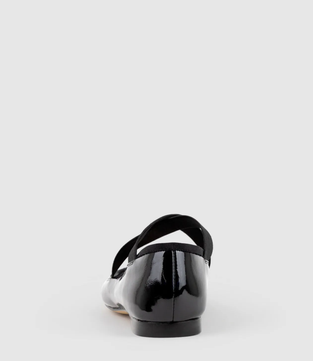 Felicity Elastic Cross Strap Ballet In Black Patent
