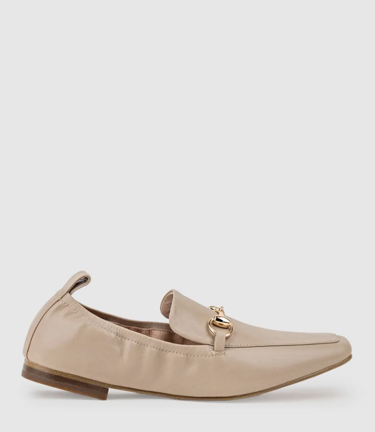Finer Elastic Back Slipper With Hardware In Taupe Calf