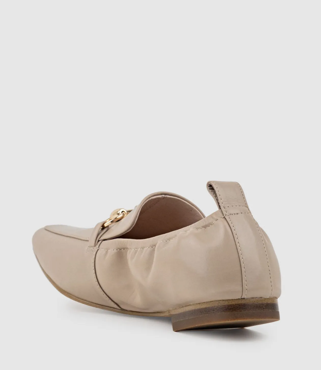 Finer Elastic Back Slipper With Hardware In Taupe Calf
