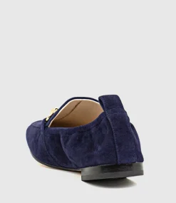 Finer Elastic Back Slipper With Hardware In Navy Suede