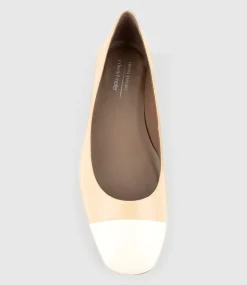 Fynn Cap Toe Ballet In Beige With Offwhite