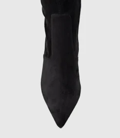 Gabor Thigh High Stretch Boot In Black Suede