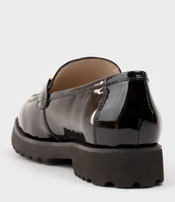 Galad Moccasin With Hardware In Black Patent