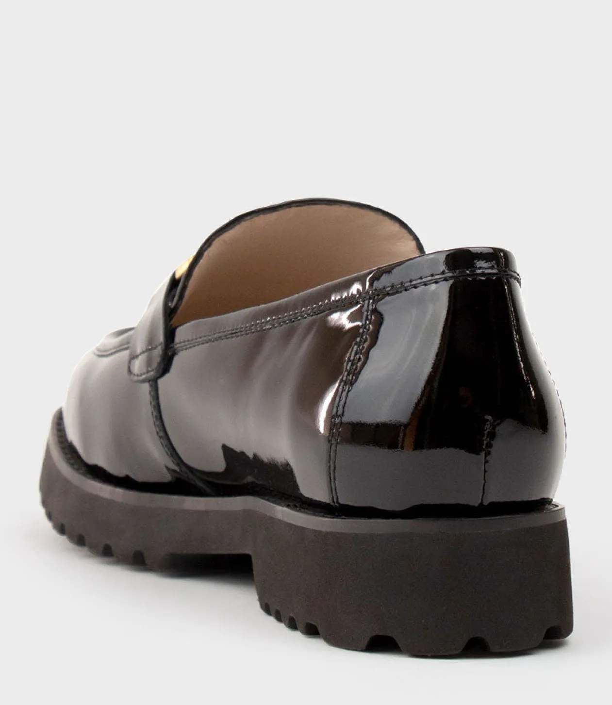 Galad Moccasin With Hardware In Black Patent