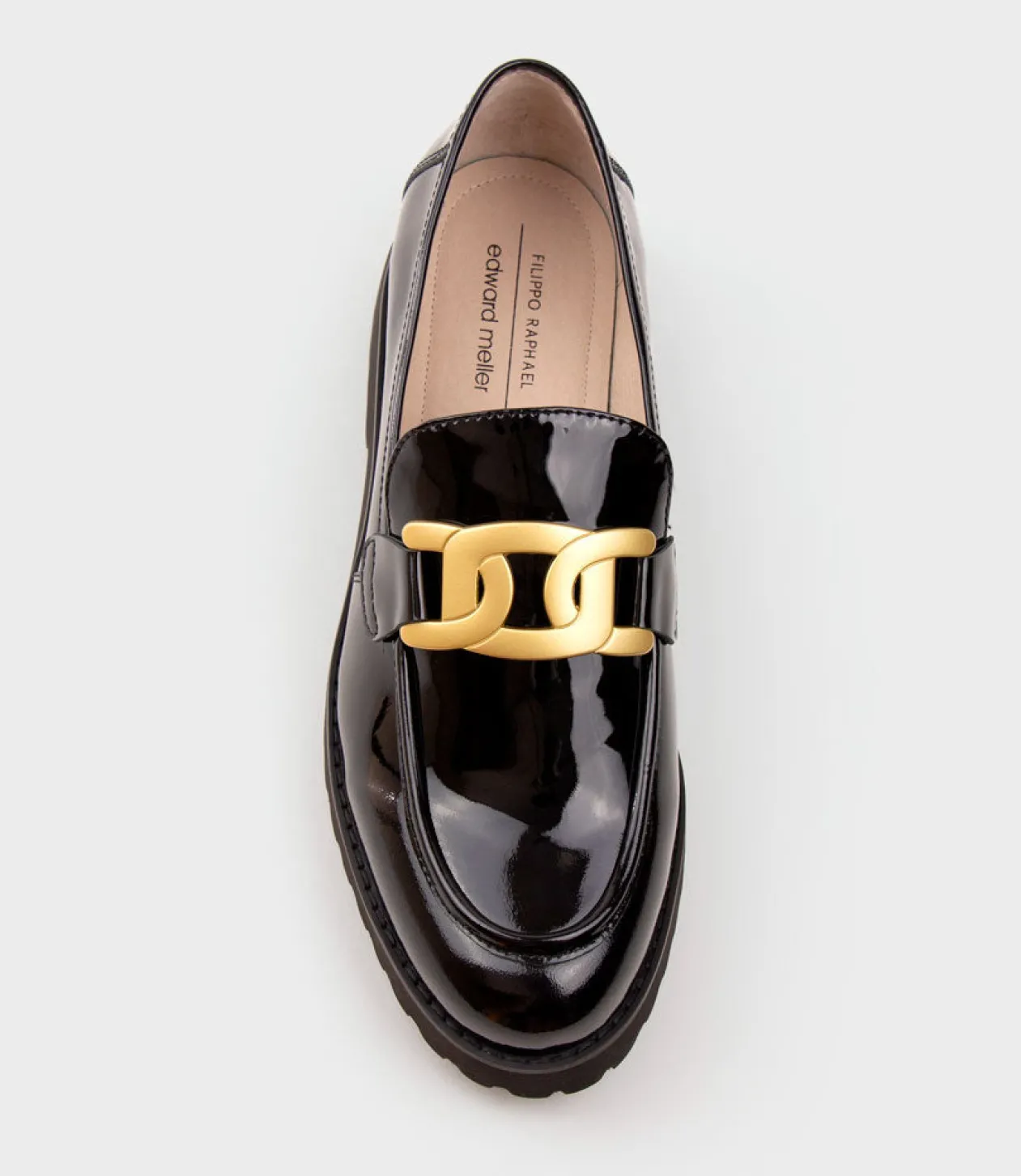 Galad Moccasin With Hardware In Black Patent