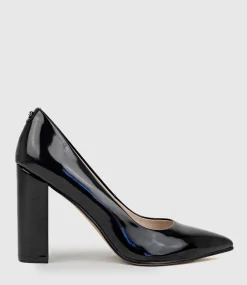 Gigi100 Block Heel Pump In Black High Shine