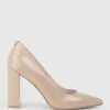 Gigi100 Block Heel Pump In Nude High Shine