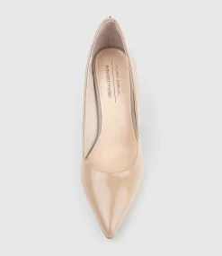 Gigi100 Block Heel Pump In Nude High Shine