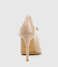 Goldie100 Pointed Pump With Chain In Nude Patent