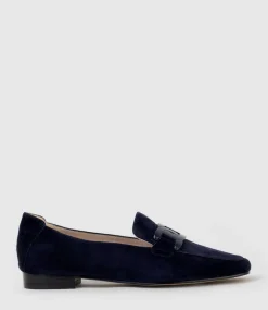 Graded Moccasin With Tonal Hardware In Navy Suede