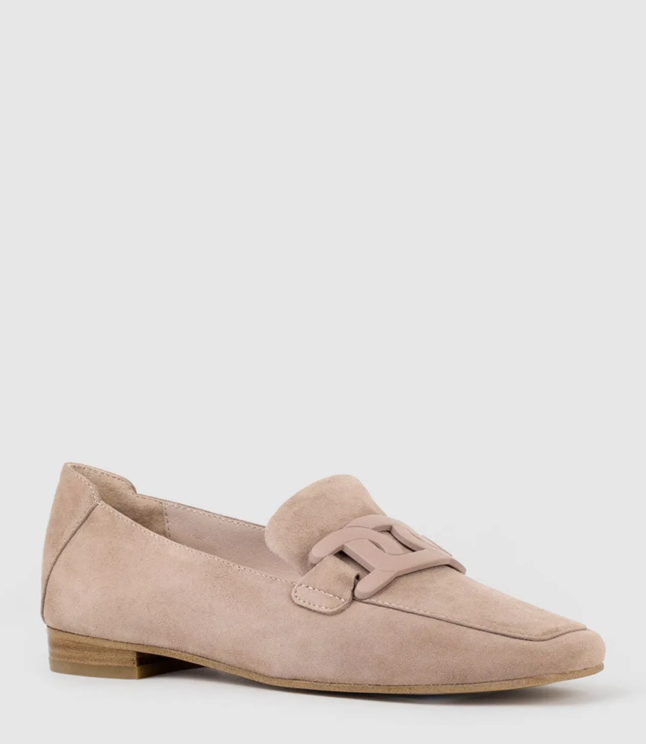 Graded Moccasin With Tonal Hardware In Nude Suede