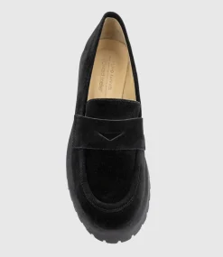 Greville Loafer On Lug Sole In Black Suede