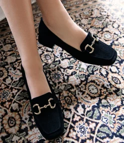 Harlee30 Moccasin With Trim In Black Suede
