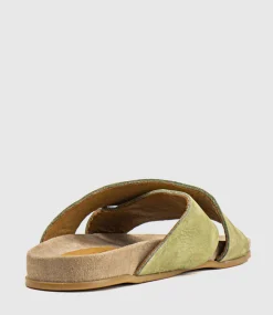 Harriet Crossover Slide On Footbed In Khaki