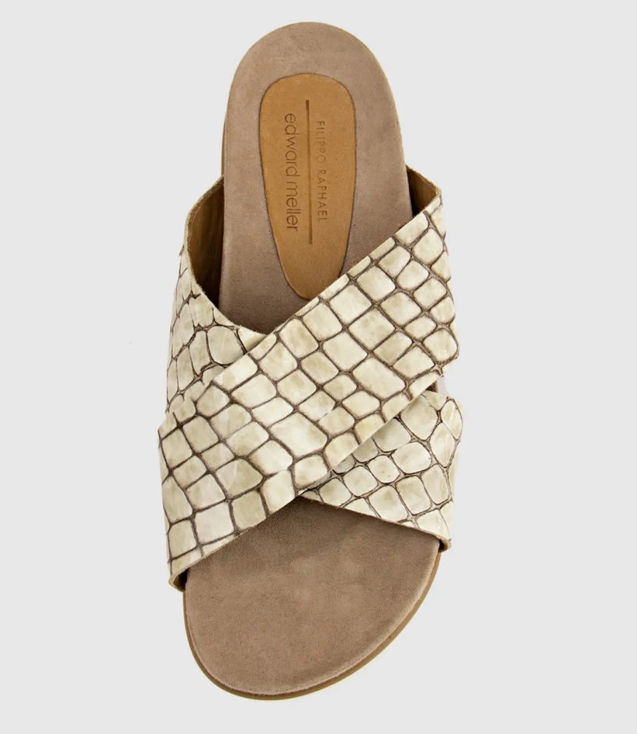 Harriet Crossover Slide On Footbed In Beige
