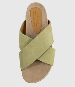 Harriet Crossover Slide On Footbed In Khaki