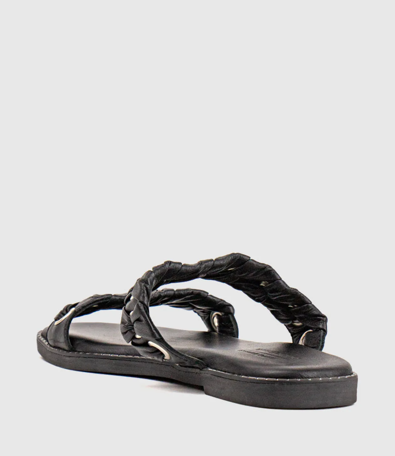 Henley Two Strap Slide With Metal Detail In Black