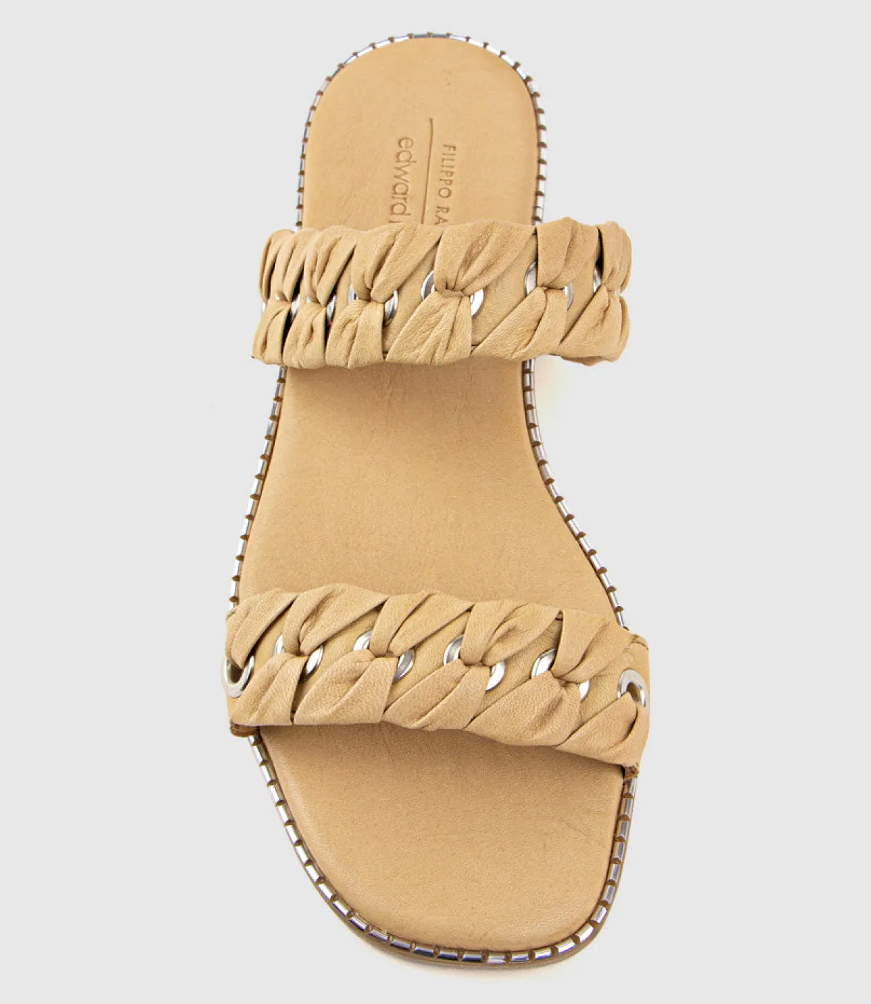 Henley Two Strap Slide With Metal Detail In Natural