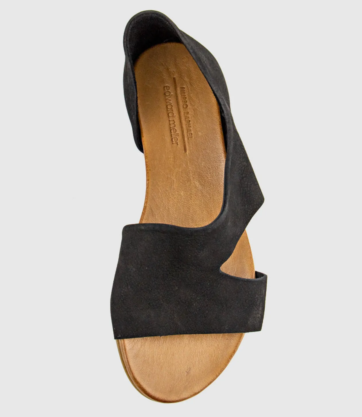 Heston Open Toe Flat Dorsay In Black Nubuck