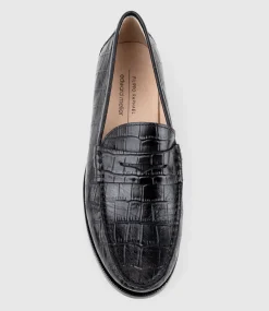 Hugo Penny Loafer In Black Croc