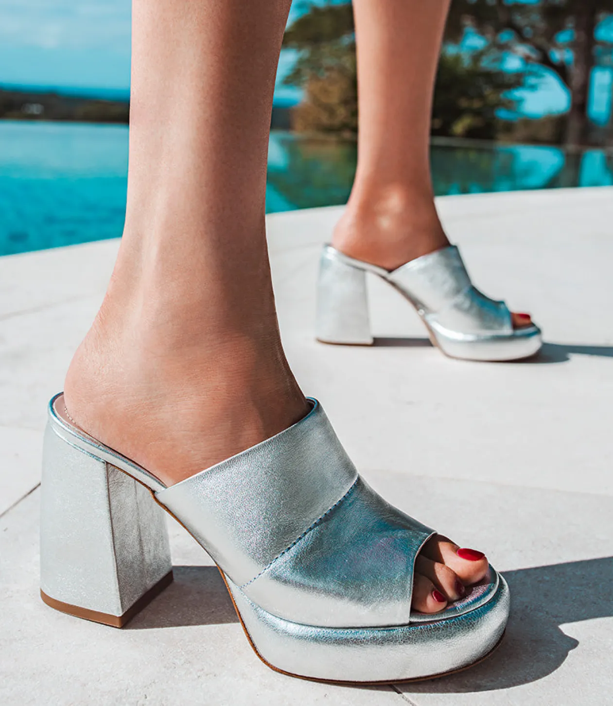 Illian95 Platform Slide In Silver