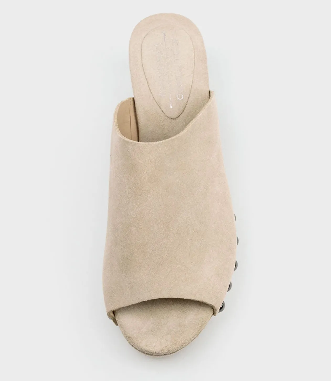 Inara65 Studded Slide On Unit In Biscuit Suede