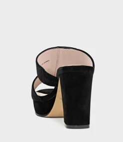 Iris80 Platform Slide With Cut-Out In Black Suede