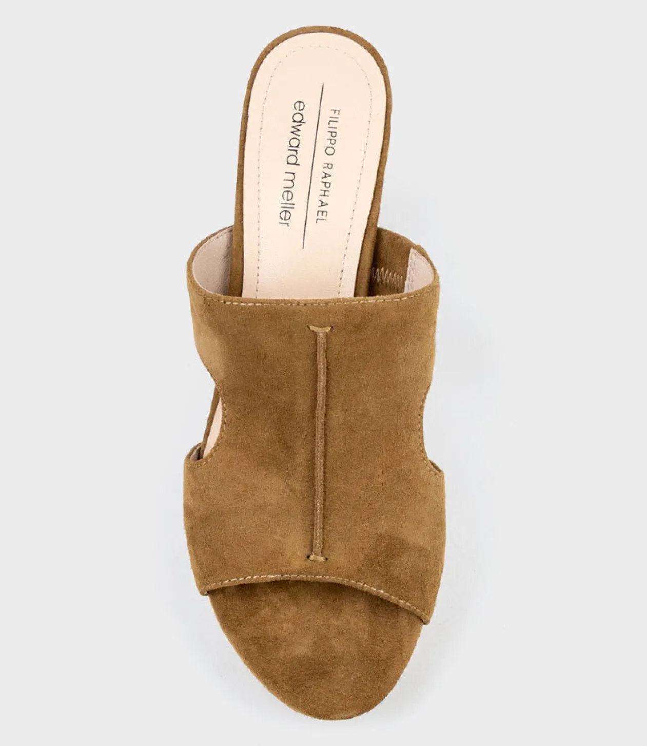 Iris80 Platform Slide With Cut-Out In Tawny Suede