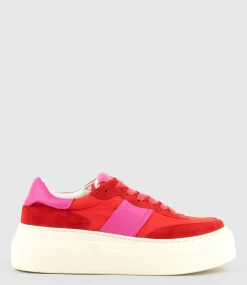Jasper Retro Platform Sneaker In Red Combo