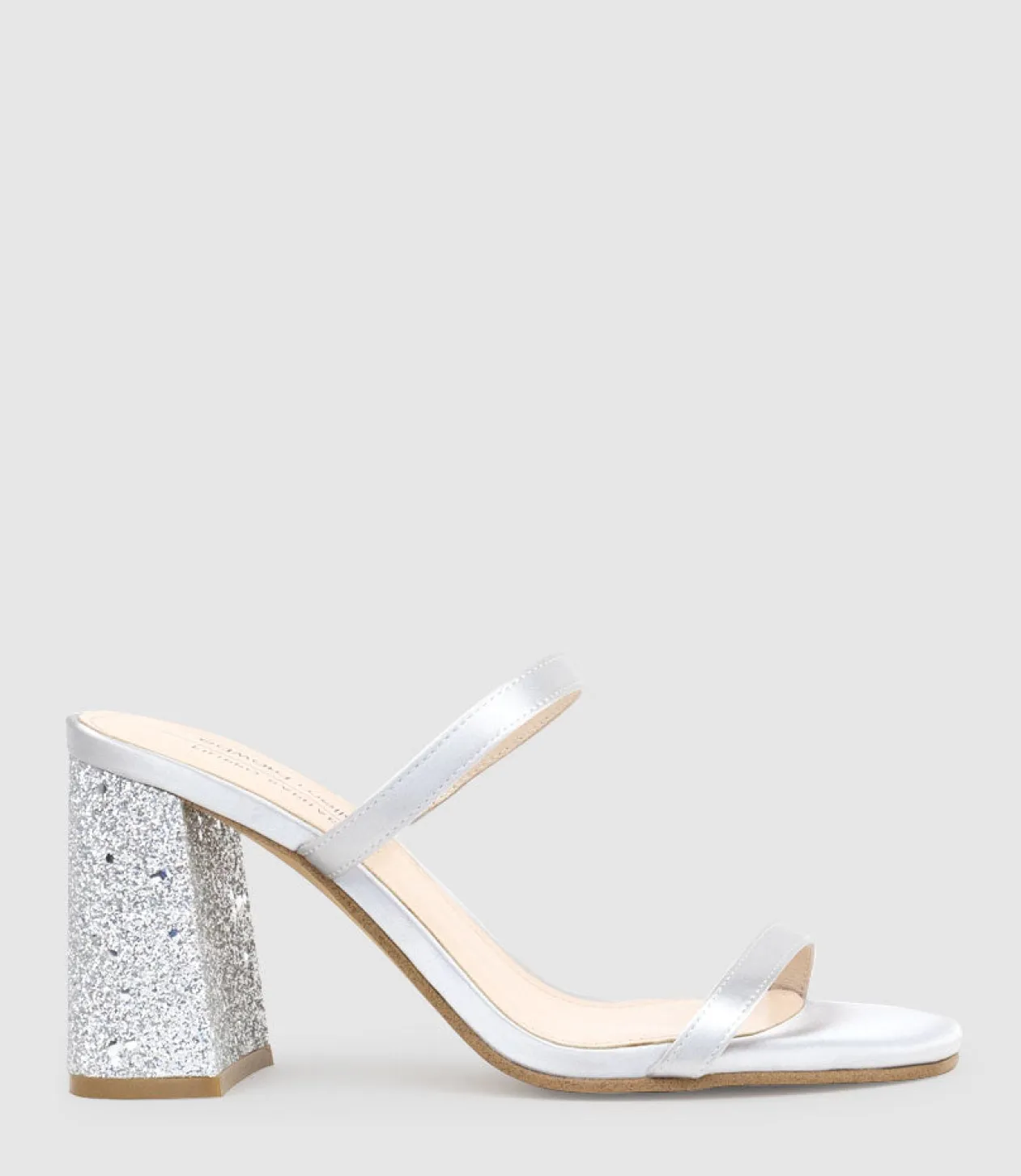 Kaiya85 Two Strap Slide In Silver Satin